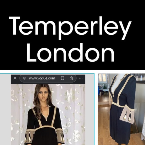 TEMPERLEY LONDON— Size 6 , Black & Gold Silk Knit Dress — GORGEOUS! 😍 - Picture 6 of 17